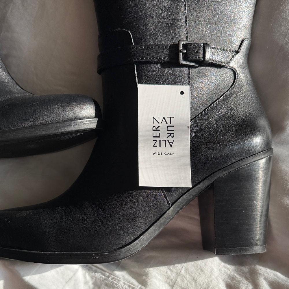 KALINA Naturalizer Black Heeled Wide Calf Supple Leather Boots